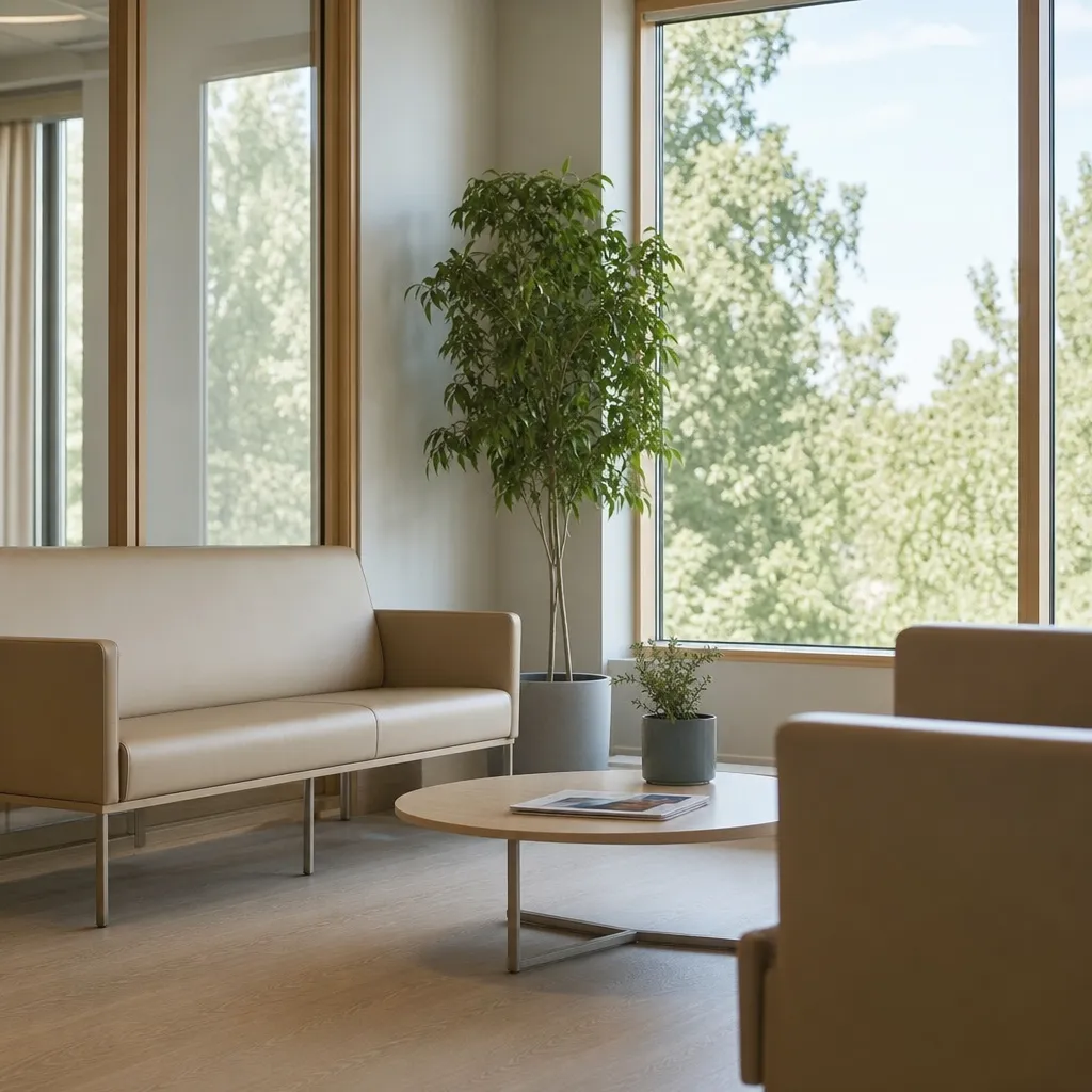 Person läser en informationsbroschyr om svensk sjukvård vid ett bord